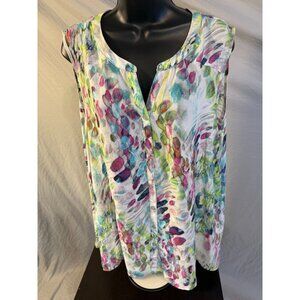 Spense Womens Plus Size 3X Tunic Top Shirt Blouse Sleeveless Colorful Sheer